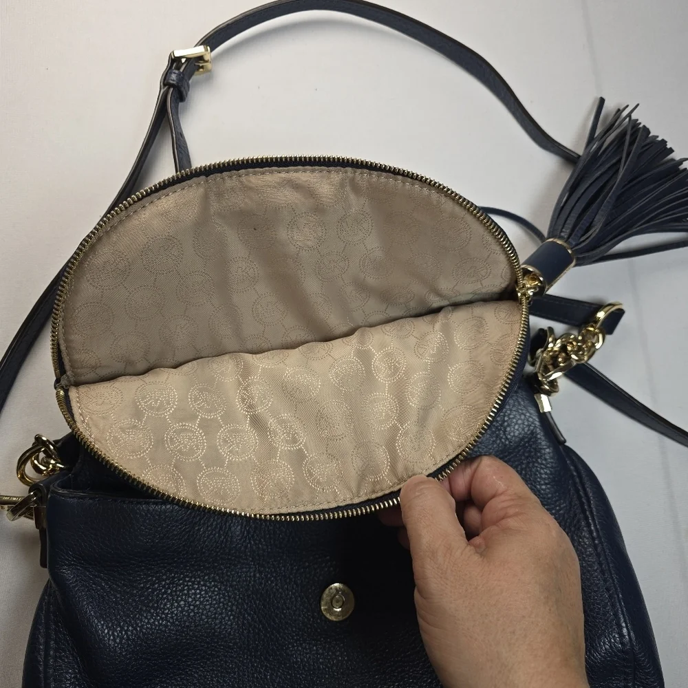 Michael Kors Navy Leather Crossbody Bag